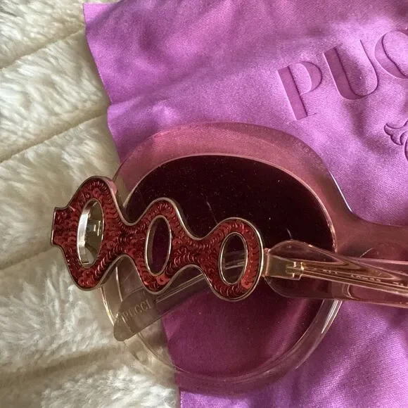 NEW Emilio Pucci EP174 44F Brown Crystal Round Over Size  display picture 1
